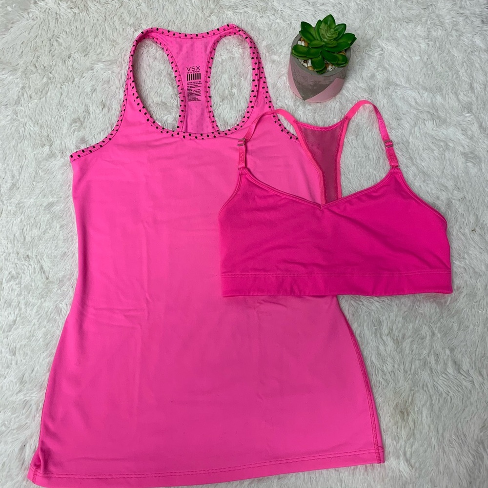 Victoria’s Secret Sport Pink Tank Top & Sports Bra Lot Bundle